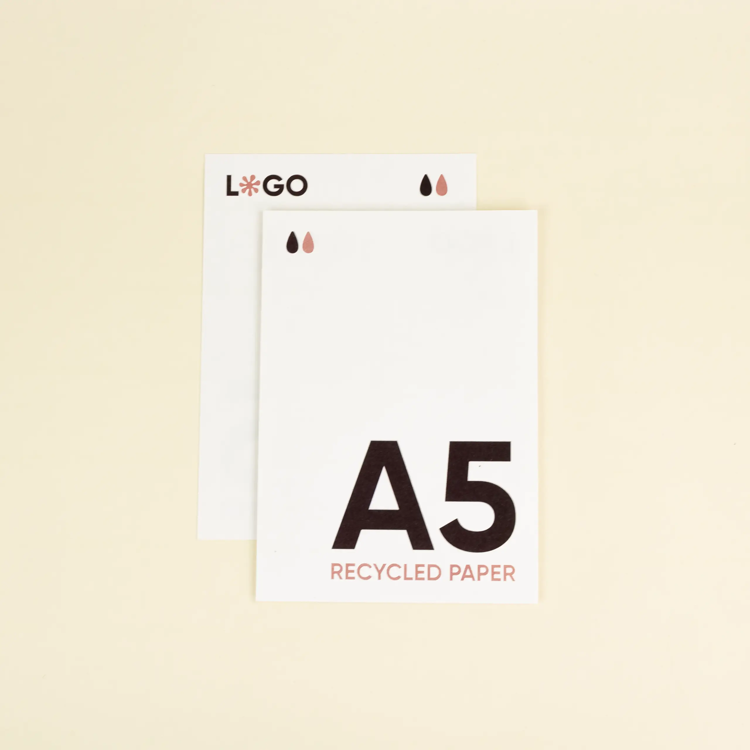 PAPEL ECO: Tarjeta A5, 14,8x21 cm.