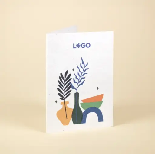 PAPIER À GRAINES : Carte pliante A5. Fermée : 14,8 x 21 cm.