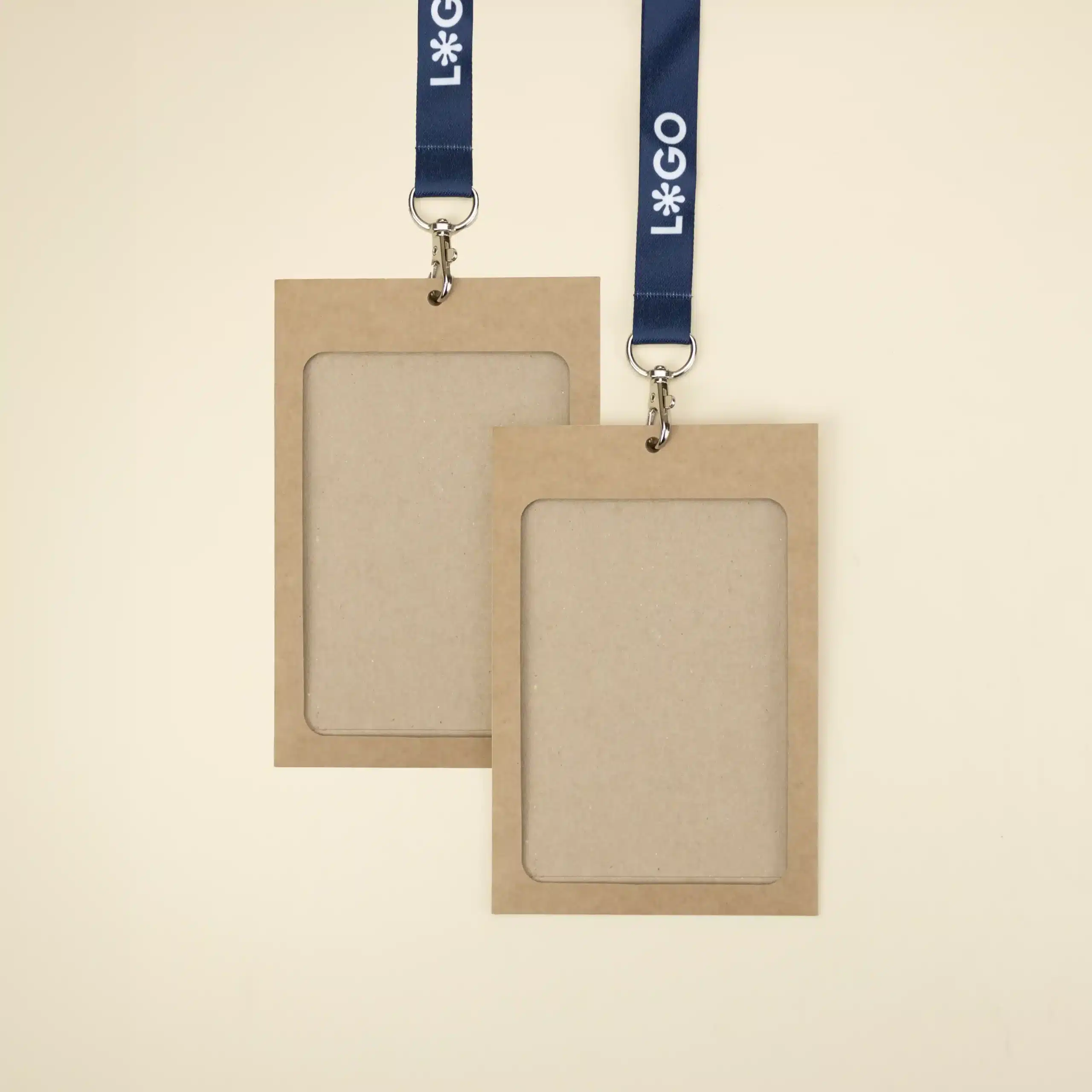 [12009] EVENT KIT: Badge holder KASE 0/0 (13x9cm, kraft, no printing) + rPET lanyard COLLIN (Full color printing 2 sides)